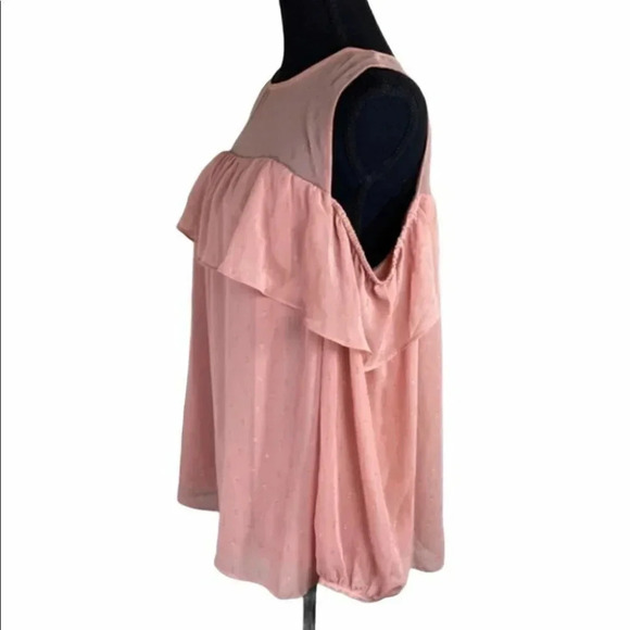Old Navy M pink chiffon cold shoulder tunic top - Picture 3 of 6